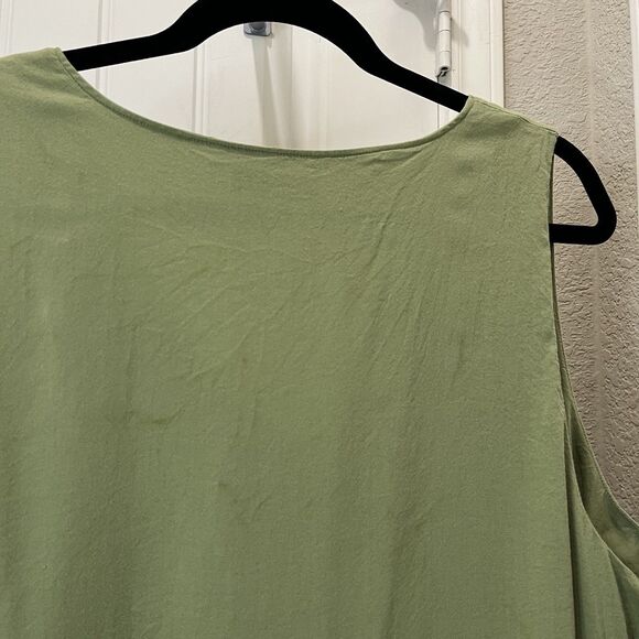 Lauren Conrad Green Sleeveless Button Tiered Dress Lined Womens Size XL Boho - Picture 9 of 11